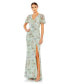 Фото #1 товара Women's Embellished Butterfly Sleeve Faux Wrap Gown