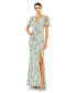 Women's Embellished Butterfly Sleeve Faux Wrap Gown