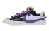 【定制球鞋】 Nike Blazer Low 紫金三勾 夏日主题 泼墨 低帮 板鞋 女款 黑白紫 / Кроссовки Nike Blazer Low DQ1470-101