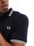 Fred Perry twin tipped logo polo in navy/white