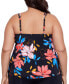 Фото #2 товара Plus Size Floral-Print Pleated Tankini Top, Created for Macy's