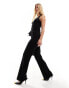 Фото #4 товара ASOS DESIGN knitted wide leg trousers in black co-ord