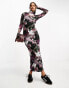 Фото #1 товара ASOS DESIGN mesh high neck maxi dress in purple floral print