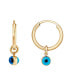 ფოტო #1 პროდუქტის Evil Eye Glass Bead Dangle Hoop Earrings in 10k Gold