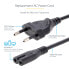 Фото #4 товара StarTech.com 3m (10ft) Laptop Power Cord - EU Plug to C7 - 2.5A 250V - 18AWG - Laptop Replacement Cord - Printer Power Cable - Laptop Charger Cord - Laptop Power Brick Cord - Black - 3 m - CEE7/16 - C7 coupler - H03VVH2-F - 250 V - 2.5 A