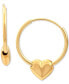 ფოტო #1 პროდუქტის Children's Heart Hoop Earrings in 14k Gold (1/2")