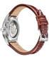 ფოტო #2 პროდუქტის Men's Swiss Automatic Khaki Field Brown Leather Strap Watch 38mm