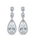 ფოტო #3 პროდუქტის Art Deco Style Wedding Clear AAA Cubic Zirconia Halo Large Teardrop CZ Statement Dangle Chandelier Earrings For Women Bridal Party Silver Plated