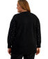 Plus Size Embellished V-Neck Long-Sleeve Sweater