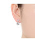 Sterling Silver with Rhodium Plated Clear Round Cubic Zirconia Two Stone Drop Earrings