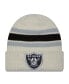 Men's Cream Las Vegas Raiders Team Stripe Cuffed Knit Hat