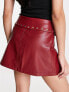 Фото #2 товара ASOS DESIGN faux leather mini skirt with stud details in red