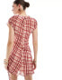 ASOS DESIGN high neck mini dress in red check Красный, 38 - фото #3