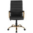 Фото #3 товара High Back Black Leather Executive Swivel Chair With Gold Frame And Arms
