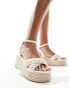 Glamorous espadrilles platform heeled sandals in beige crochet