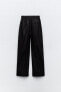 Linen blend straight trousers