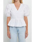 ფოტო #1 პროდუქტის Women's V-neckline Puff Sleeve Top