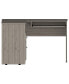 Mix L-Shaped Desk, Keyboard Tray, Two Drawers, Single Open Shelf - Light Gray