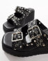 Фото #2 товара ASOS DESIGN Texas buckle detail studded wedge mules in black