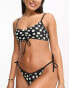 New Look ruched front bikini top in daisy floral