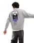 Фото #1 товара ASOS DARK FUTURE oversized half zip sweatshirt in grey marl with back photographic print