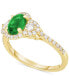 ფოტო #2 პროდუქტის Emerald (3/4 ct. t.w.) & Diamond (3/8 ct. t.w.) Halo Ring in 14k Gold