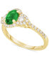 Фото #2 товара Emerald (3/4 ct. t.w.) & Diamond (3/8 ct. t.w.) Halo Ring in 14k Gold