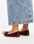 ASOS DESIGN Wide Fit Lila bow ballet in burgandy