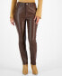 Фото #1 товара Juniors' Faux-Leather Straight-Leg Pants, Created for Macy's