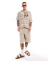 Selected Homme short sleeve shirt with geo print in beige