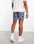 Фото #3 товара ASOS DESIGN slim linen shorts in mid length in blue floral