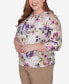 Plus Size Charm School Embellished Keyhole Floral Textured Top