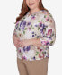 ფოტო #3 პროდუქტის Plus Size Charm School Embellished Keyhole Floral Textured Top