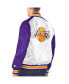 Men's White, Purple Los Angeles Lakers Renegade Satin Full-Snap Varsity Jacket