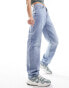 Фото #4 товара Vila high waisted wide leg jeans in light blue wash