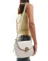 Glamorous crossbody saddle bag with gold clasp in cream - фото #4