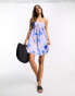 Lola May bandeau chiffon mini dress in lilac floral print