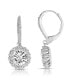 ფოტო #2 პროდუქტის Sterling Silver with White Gold Plated Clear Round Cubic Zirconia Haloed Solitaire Drop Earrings