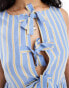 Фото #3 товара Stradivarius bow detail maxi dress in blue stripe