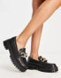 Фото #6 товара Stradivarius chunky flat loafers with chain detail in black