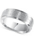 Men's Hammered and Brush Finish Wedding Band in 14k White Gold