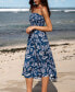 Фото #2 товара Women's Blue Seashell Smocked Bodice Midi Tube Beach Dress