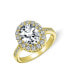 Фото #1 товара Кольцо Bling Jewelry Vintage Style CZ Promise 4CT Oval Engagement 14K Gold Plated