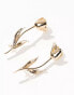 Фото #2 товара ASOS DESIGN drop earrings with rose detail in gold tone