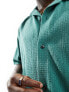 Abercrombie & Fitch cropped short sleeve revere collar shirt in teal