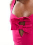 Vesper bow detail bodycon midi dress in pink