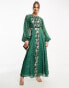 Фото #1 товара ASOS DESIGN metallic jacquard midi dress with elasticated back in pine green