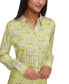 Фото #4 товара Women's Printed Roll-Cuff Button-Front Shirt