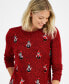 ფოტო #3 პროდუქტის Women's Fuzzy Penguins Crewneck Sweater, Created for Macy's