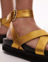 Фото #2 товара Topshop Jaydee strappy sandal with toe loop in gold